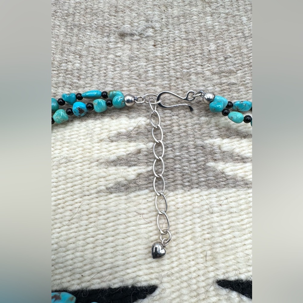 Jay King DTR Southwestern Sterling Turquoise Onyx Multi Strand Beaded Necklace - Picture 3 of 4